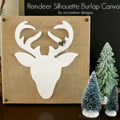Reindeer Silhouette Burlap Canvas