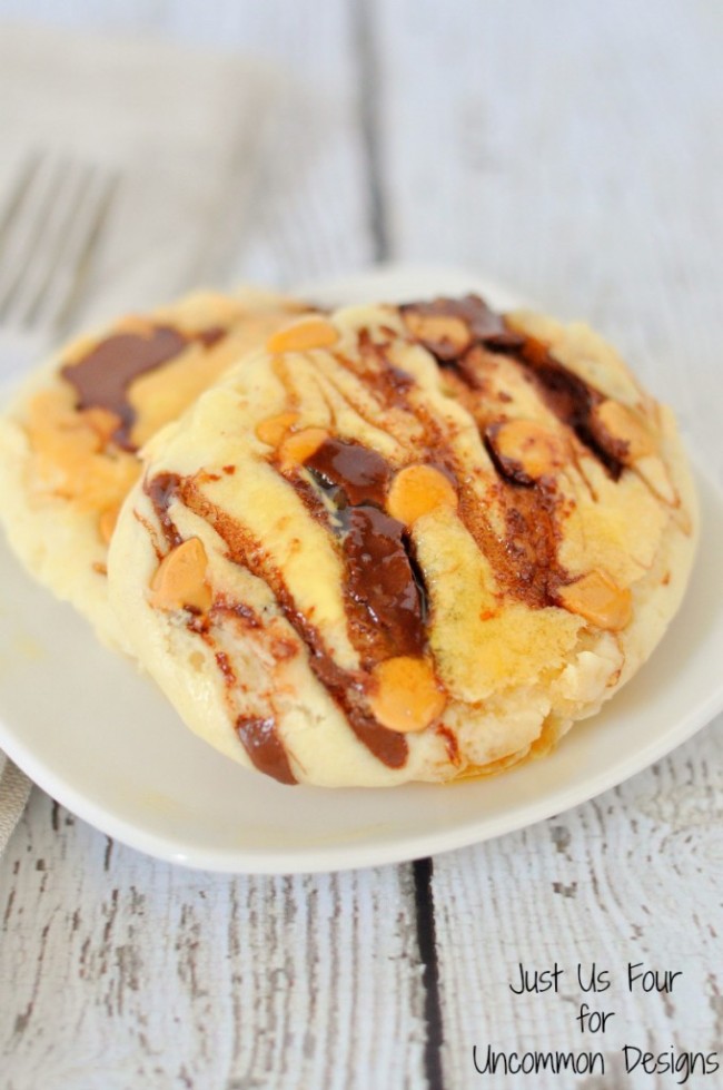Peanut Butter Nutella Pancakes via Uncommon Designs 