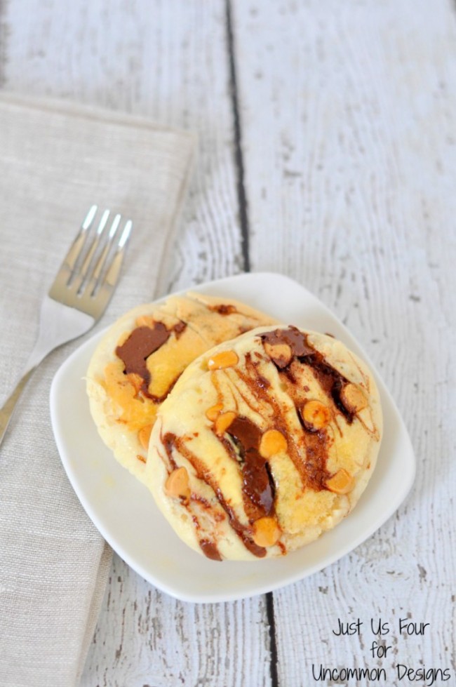 Peanut Butter Nutella Pancakes via Uncommon Designs 