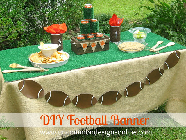 This adorable DIY Football Banner will be the hit of your next tailgating party! Via Uncommon Designs