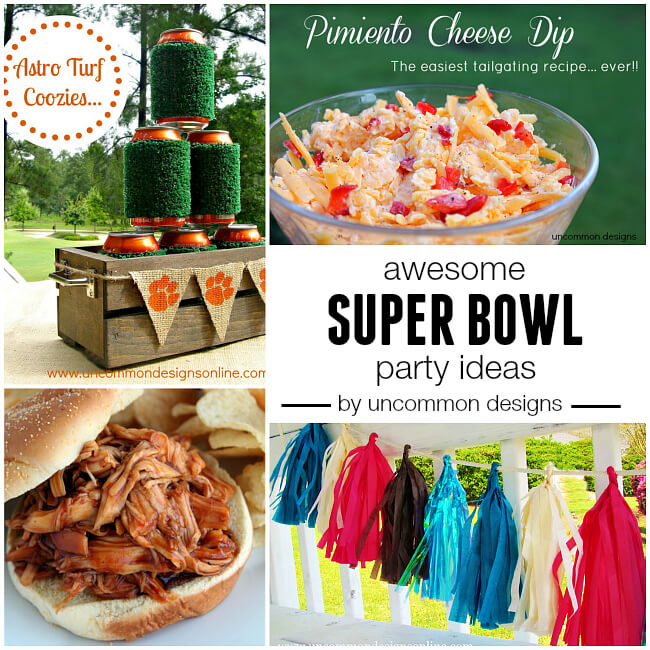 Awesome Super Bowl ideas including recipes, decorations, and games via Uncommon Designs