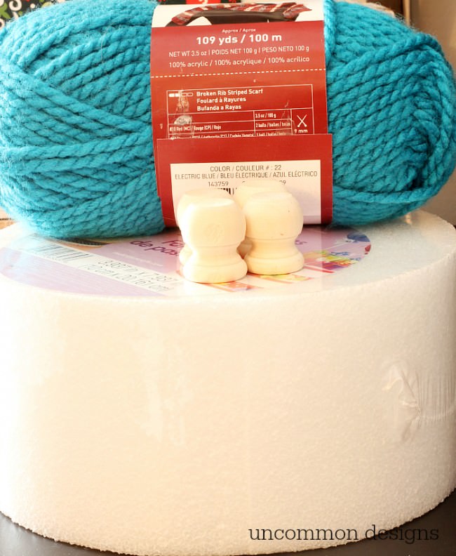 Valentine Cake Pop Stand made with a yarn wrapped Make It Fun Foam Cake Round! by Uncommon Designs 