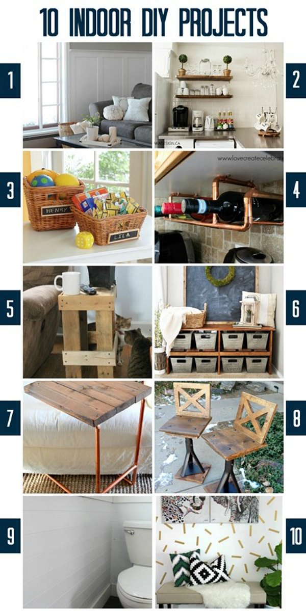 10 Fabulous Indoor DIY Projects from the Monday Funday party via Uncommon Designs.