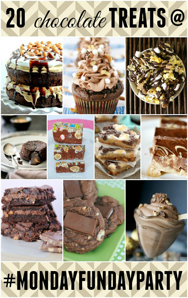 An amazing collection of 20 choclate treat recipes from Monday Funday via Uncommon Designs