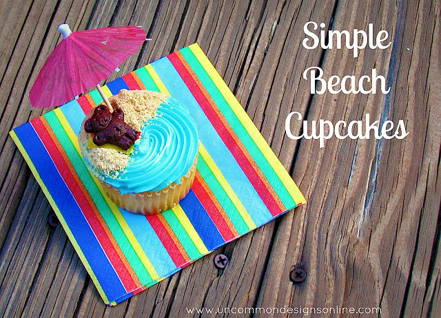 Adorable semi homemade beach cupcakes via Uncommon Designs.