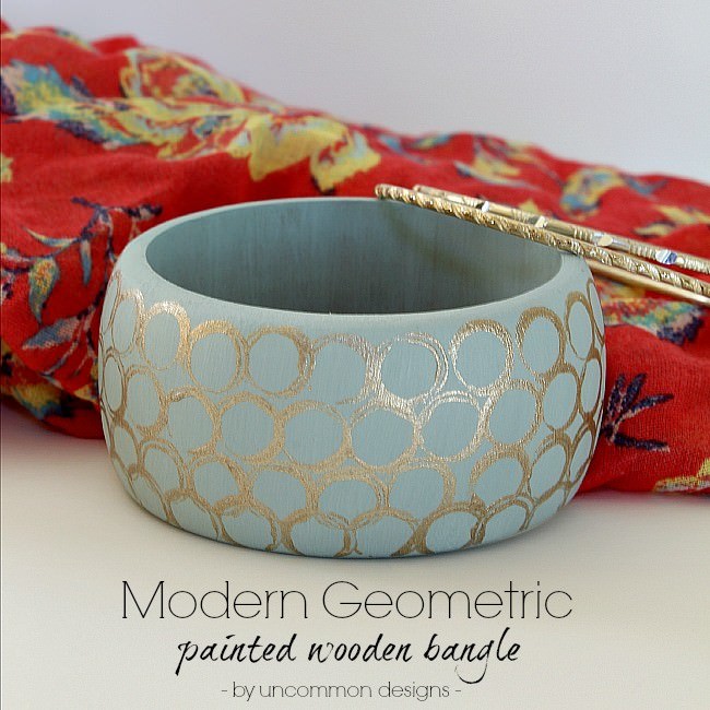 Simple and elegant Modern Geometric Painted Wooden Bangle via Uncommon Designs.