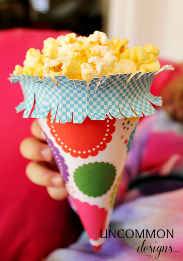 Make a simple treat of popcorn the star of the birthday party! Via Uncommon Designs.