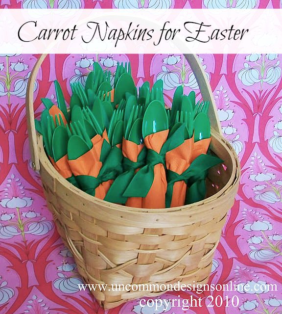 How to make carrot napkins for Easter via Uncommon Designs