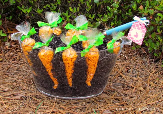 Create your own carrot patch for Easter treats with this simple idea from Uncommon Designs 