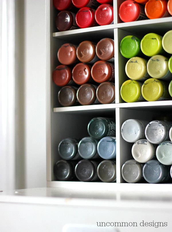 Organize all of those tiny bottles of craft paint with this simple solution from Uncommon Designs 
