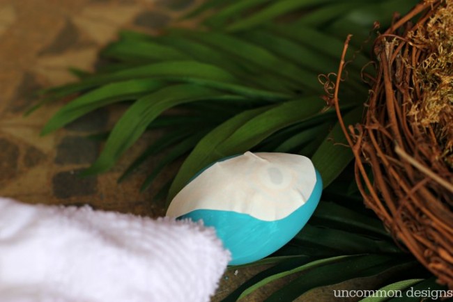 Add a little paint and a temporary tattoo for these gorgeous modern Easter eggs by Uncommon Designs