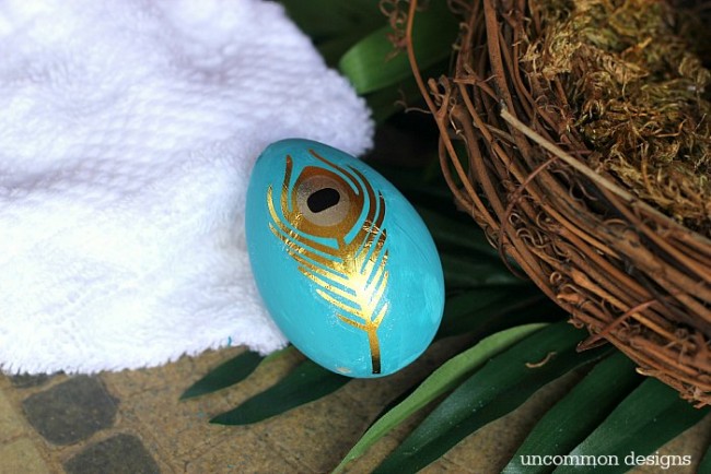 Add a little paint and a temporary tattoo for these gorgeous modern Easter eggs by Uncommon Designs