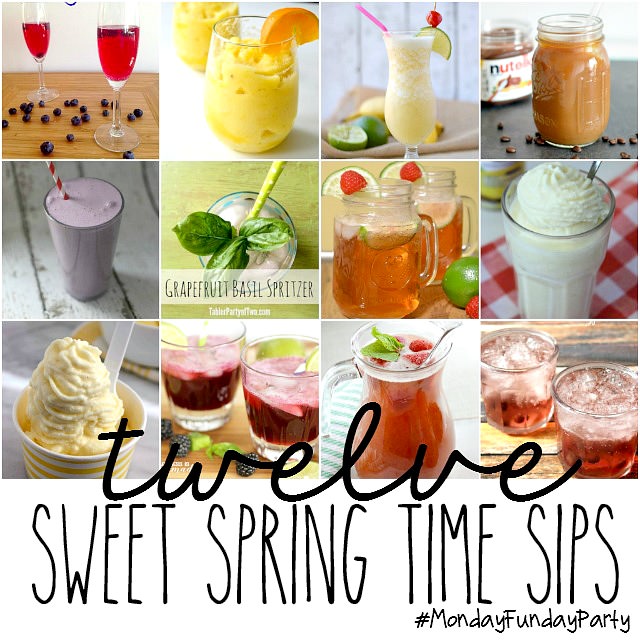 12 Spring Drink Recipes from the Monday Funday link party via Uncommon Designs.