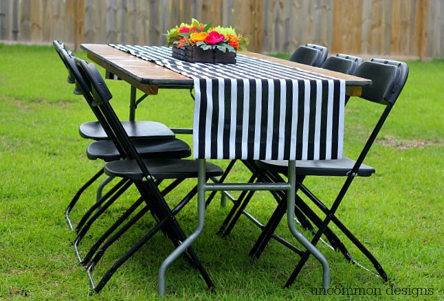 Take the easy route for entertaining! Make your own fabric table runner in 5 minutes with no sewing required! by Uncommon Designs 