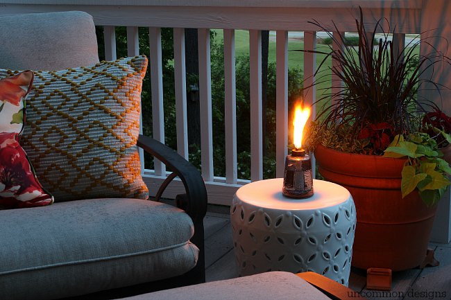TIKI table torches for summer dining vis Uncommon Designs.