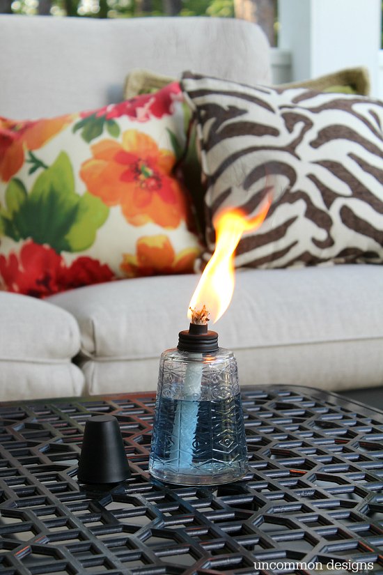 TIKI table torches for summer dining vis Uncommon Designs.