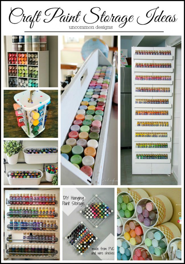Ideas for storing craft paint to help you become more organized and save time and money!