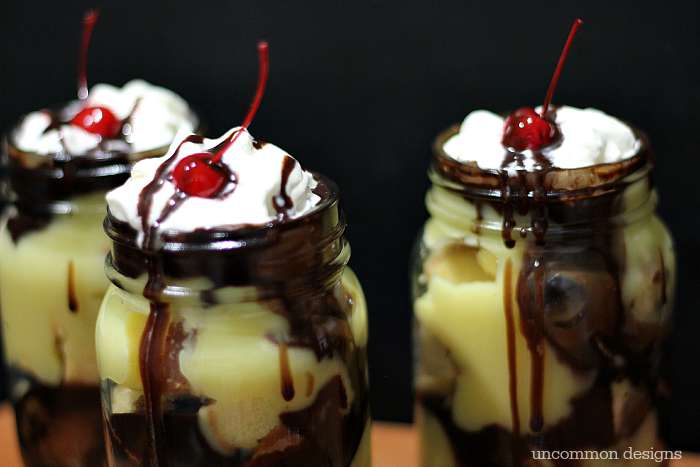 Individual Boston Cream Trifles.  Because no one should have to share a Boston Cream Pie trifle!  A Mason Jar Dessert by Uncommon Designs 