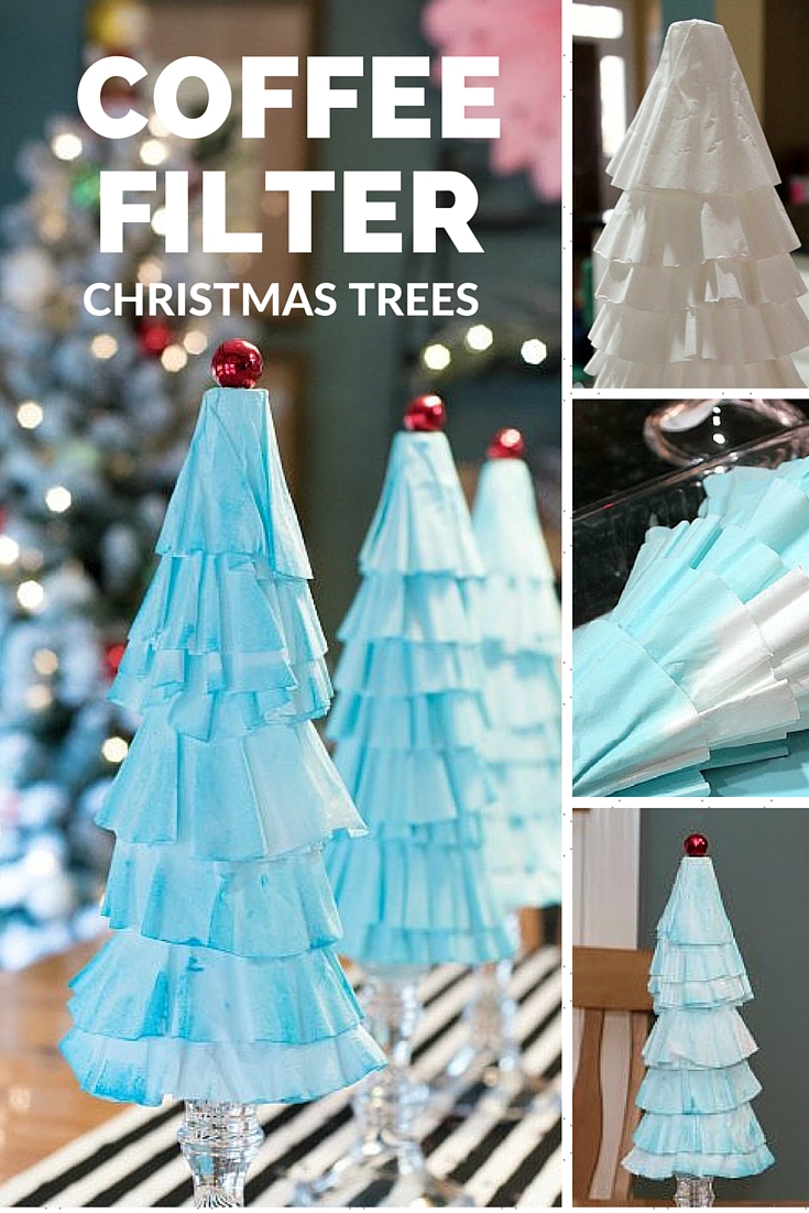 Coffee Filter Christmas Trees are the easiest Christmas decoration you will make this year! Grab some coffee filters and a little paint... the perfect kids holiday craft! | Uncommon Designs