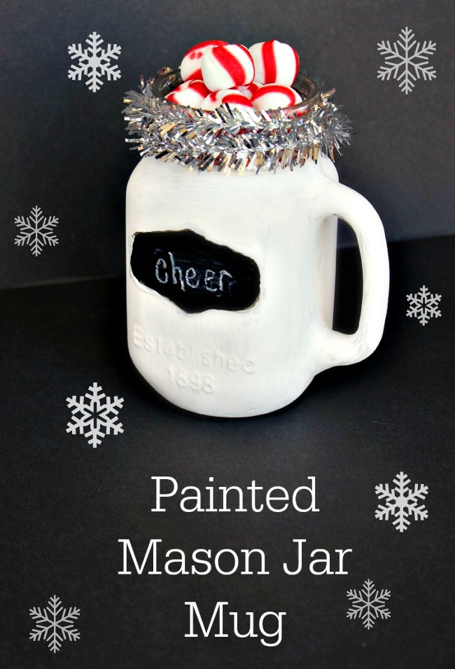 Paint a mason jar mug and fill it with goodies as a quick gift for the holidays! | Uncommon Designs 