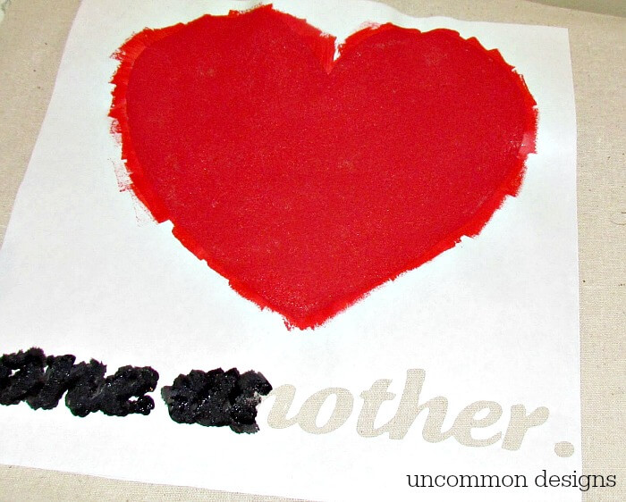 DIY Stenciled Valentine Heart Pillow via Uncommon Designs