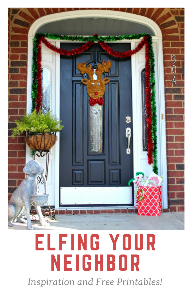 Enjoy this fun new tradition at work or in your  neighborhood. Elfing your Neighbor is so much fun to do and we are sharing inspiring ideas and Free Printables! Find more at https://uncommondesignsonline.com #Christmas #HolidayTraditions #FamilyFun
