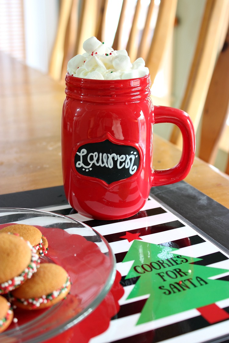 Get the kids in on the fun of creating a easy holiday cookies for Santa. Paired with delicious hot chocolate and this adorable downloadable placemat you are ready for Santa in an instant! See more on https://uncommondesignsonline.com/ #ChristmasCookies #Christmas #NewforSanta #ad