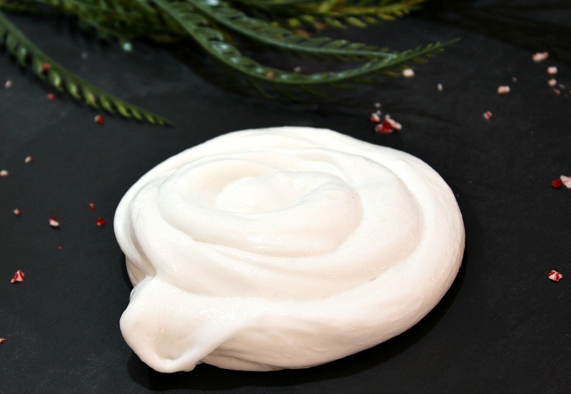 Peppermint Fluff Slime is so simple to make. This one is so fluffy and soft and it makes a great Christmas gift! See more at https://uncommondesignsonline.com/ #Christmas #Crafts #KidsCrafts