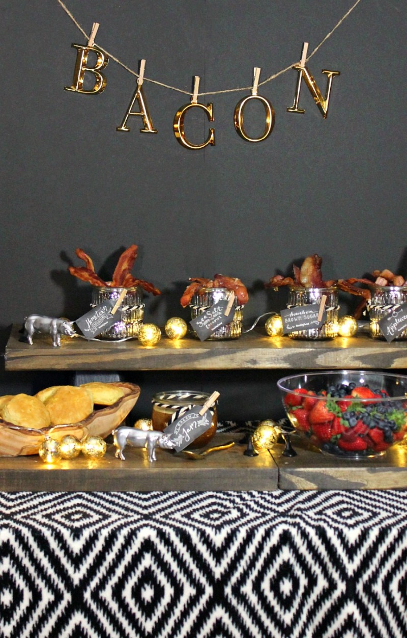 Throw a fun holiday brunch with a themed bacon bar. It is so much fun and who doesn't love bacon? You can also enter to win bacon for a year! 