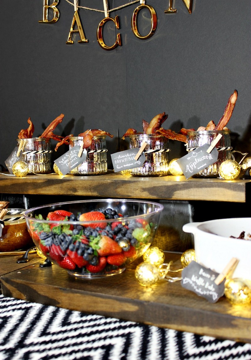 Throw a fun holiday brunch with a themed bacon bar. It is so much fun and who doesn't love bacon? You can also enter to win bacon for a year! 