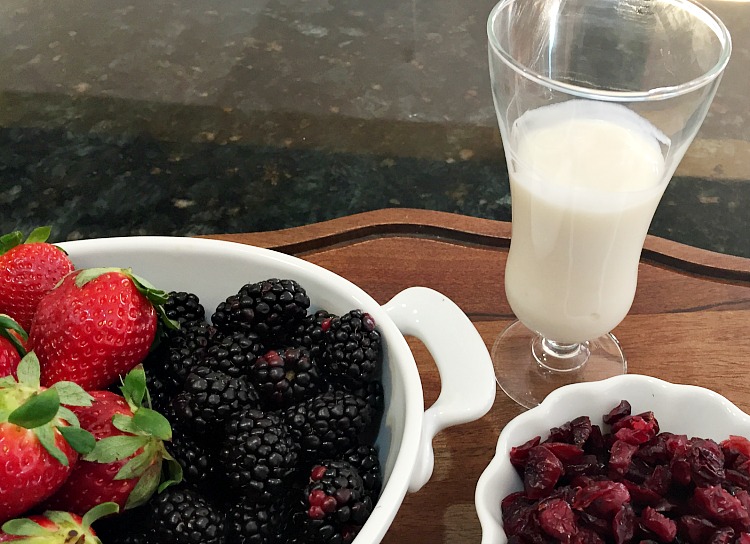 These yogurt parfaits topped with grape nuts cereal are a fun way to get your kids to eat a wholesome breakfast and they who doesn't love eating out of fancy glasses? 