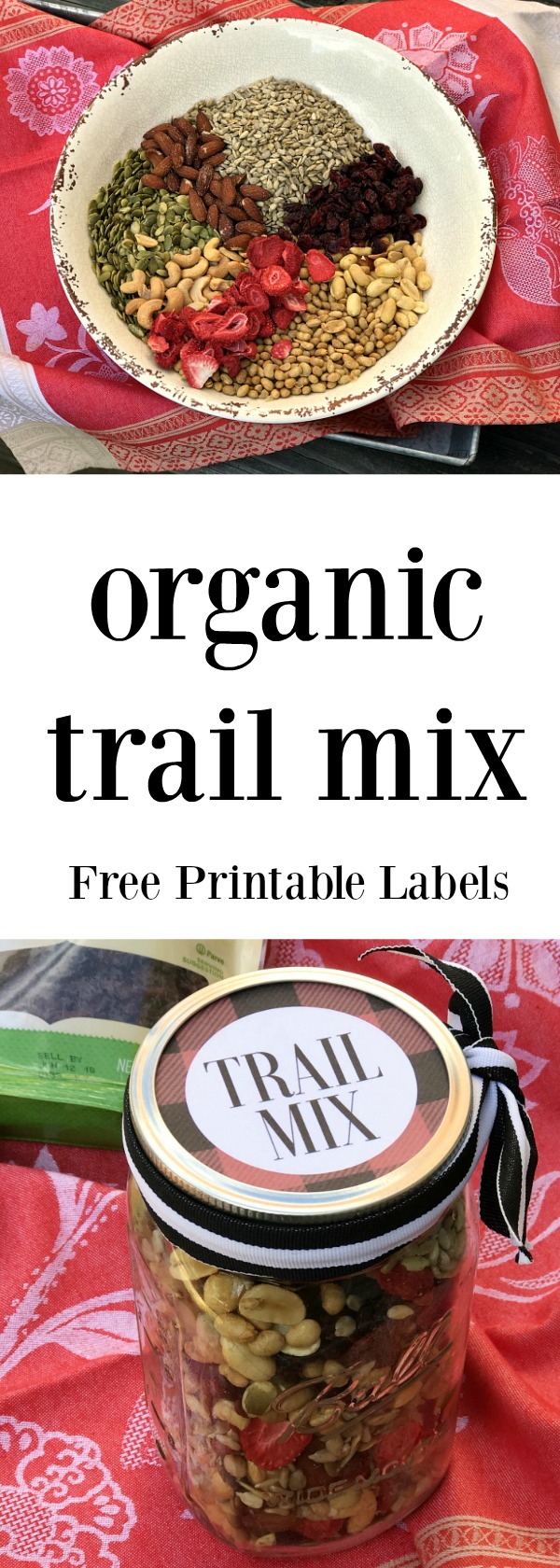 Trail mix is made even better when using organic and tasty mix-ins. Give the gift of flavor when you whip up a batch of this trail mix and gift it with this free printable mason jar label! 