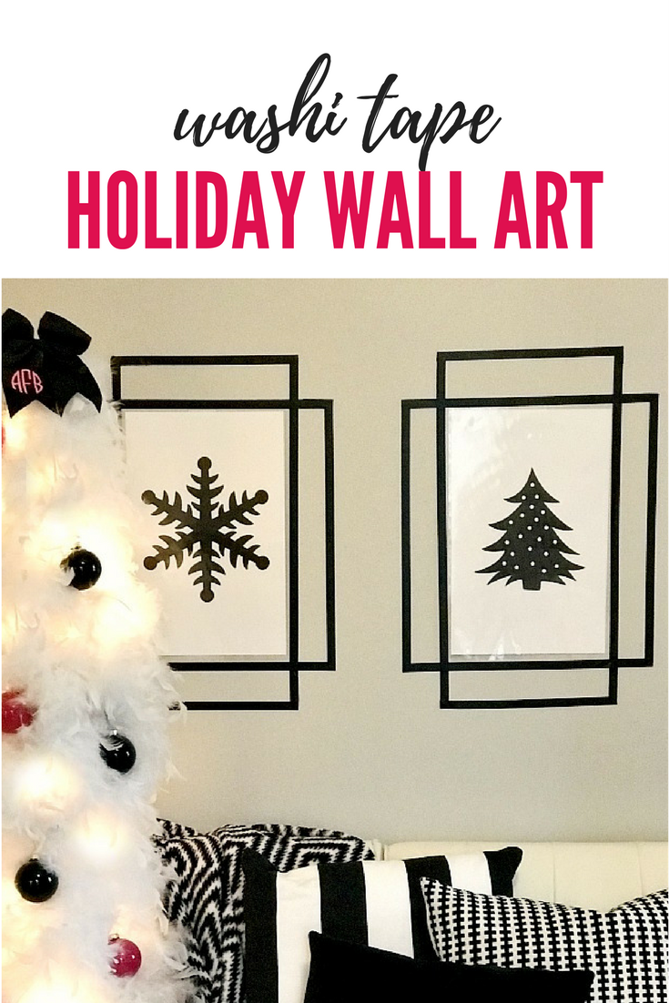 Create your own holiday wall art with washi tape wall frames! 