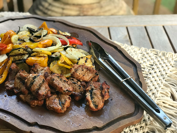 Fast and easy marinated pork medallions and grilled veggies. This is summer on a plate! #RealFlavorRealFast #CollectiveBias #ad 