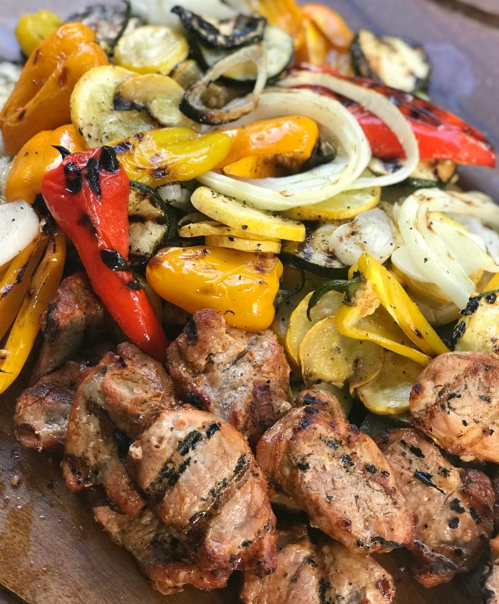 Fast and easy marinated pork medallions and grilled veggies. This is summer on a plate! #RealFlavorRealFast #CollectiveBias #ad 