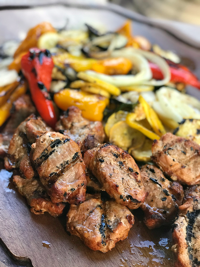 Fast and easy marinated pork medallions and grilled veggies. This is summer on a plate! #RealFlavorRealFast #CollectiveBias #ad 