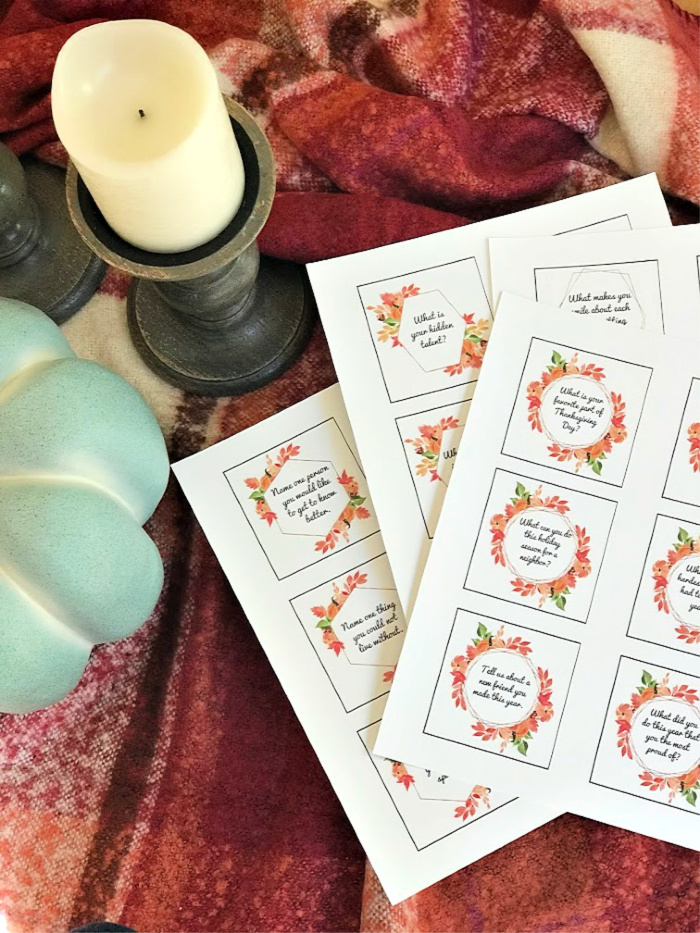 Take your Thanksgiving table talk up a notch with these free printable Thanksgiving Conversation Starters! These are perfect for every family to share around the Thanksgiving table!      #Thanksgiving #ThanksgivingIdeas #ThanksgivingTraditions #ThanksgivingPrintable #ThanksgivingTable