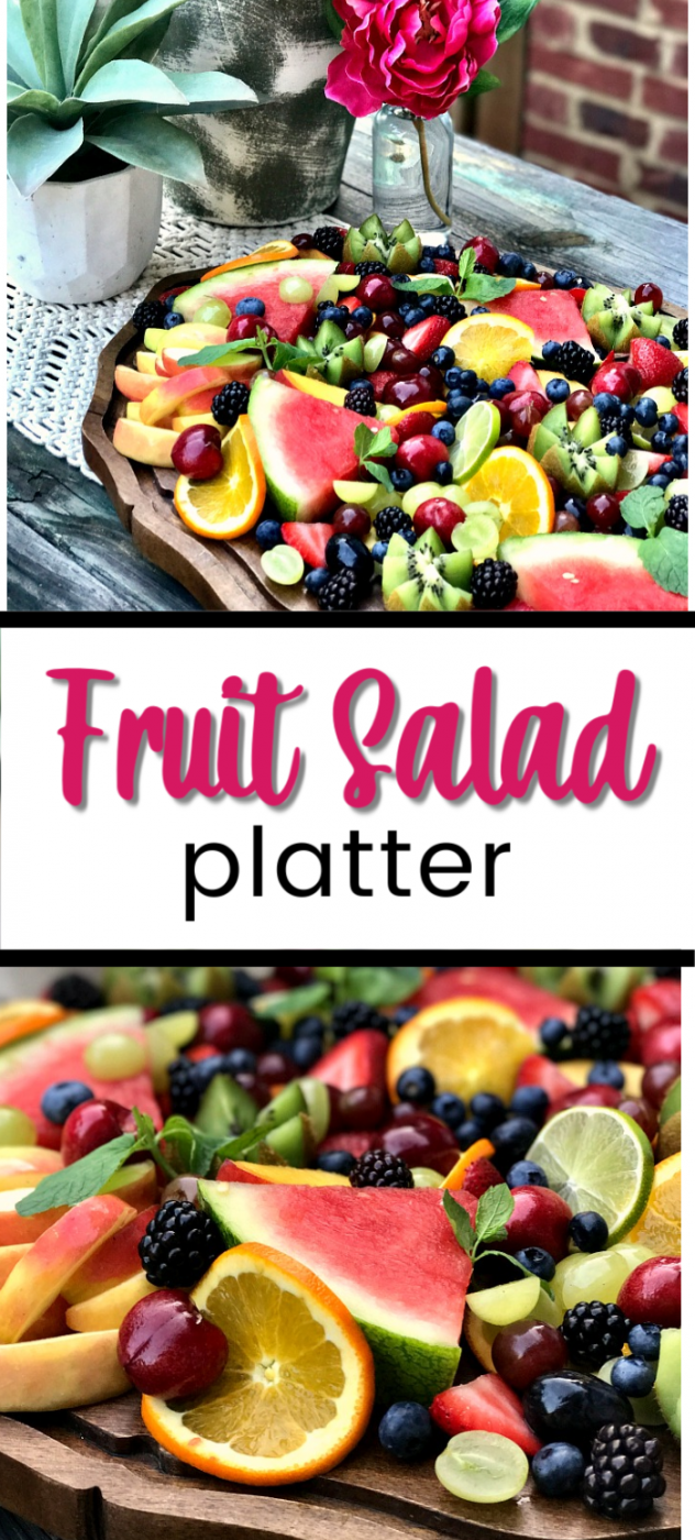Create a fruit salad platter for your next outdoor party. This summer party tray favorite is loaded with fresh fruits that are filled with flavor. Say hello to a gorgeous fruit platter idea for summer entertaining! 