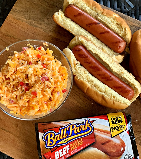 Grilled Pimiento Cheese Hot Dogs for a grilling recipe that makes a fast dinner! 