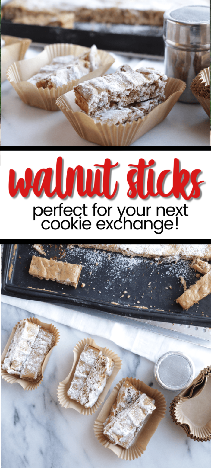 This sweet recipe for walnut sticks is going to be your new fall dessert favorite and will probably make its way onto your holiday baking list, too! They are SO good and SO simple to make. You can make tons of them, so they are perfect for your next cookie exchange. 